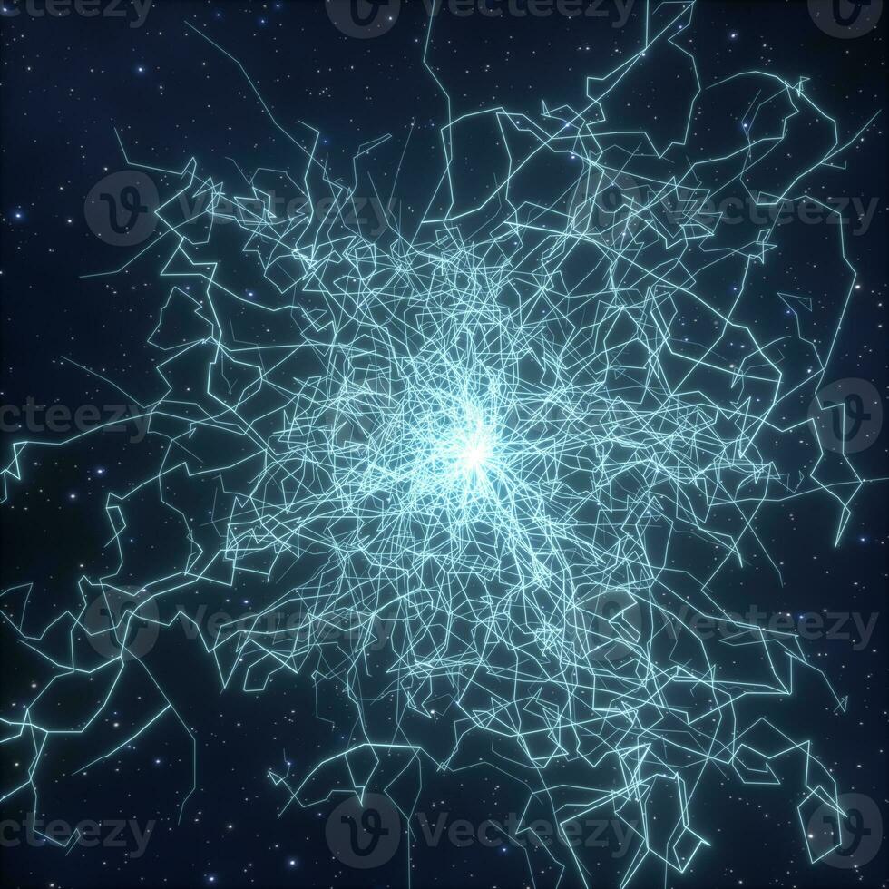 Power electrical energy and lightning spark, 3d rendering. photo
