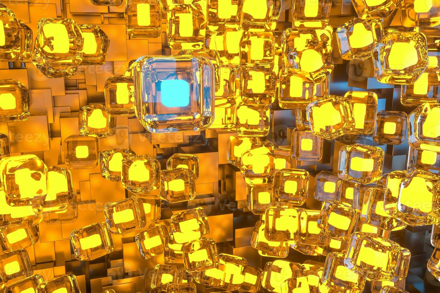 The room made of cubes, in three-dimensional space, 3d rendering. photo