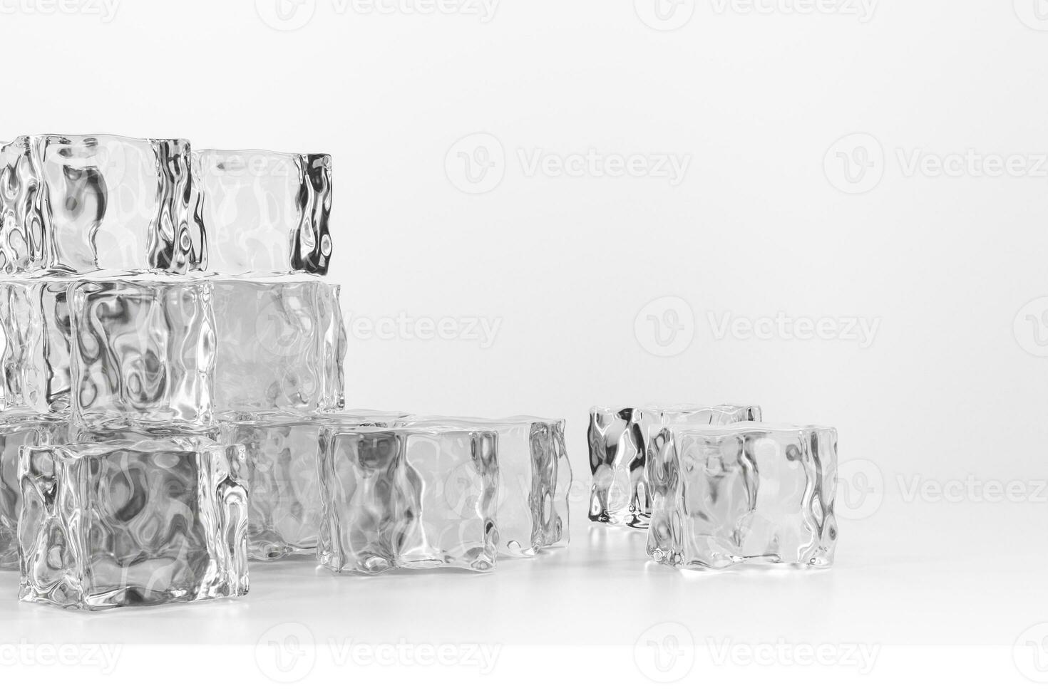 Ice cubes stacked each other with white background, 3d rendering. photo