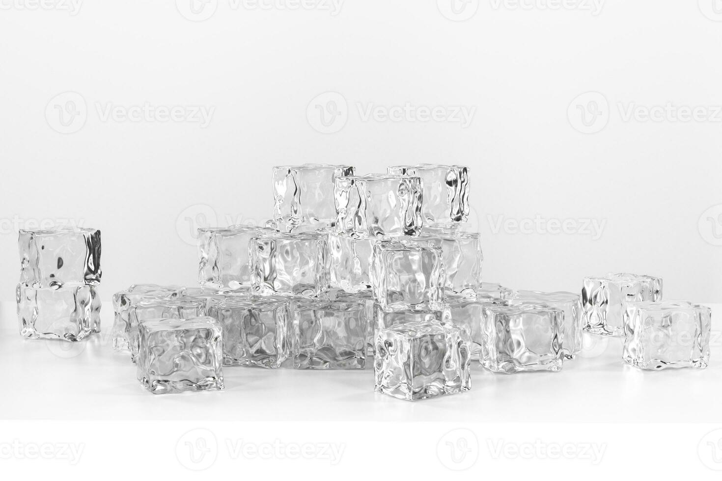Ice cubes stacked each other with white background, 3d rendering. photo