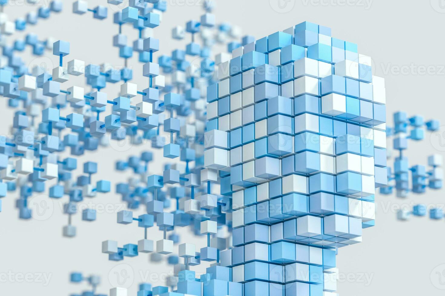 The head of the virtual robot with concepts of artificial intelligence, 3d rendering. photo