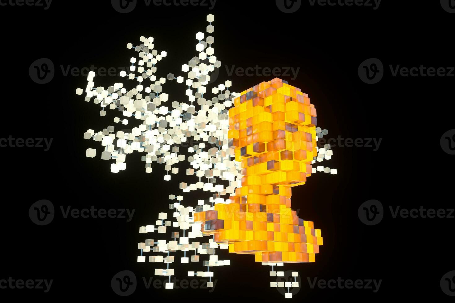 The head of the virtual robot with concepts of artificial intelligence, 3d rendering. photo