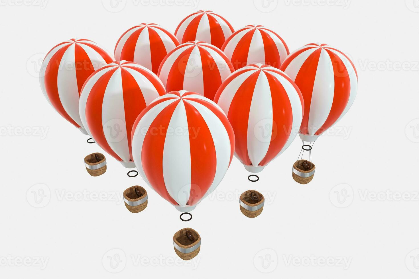 Red hot-air balloon with white background, 3d rendering. photo