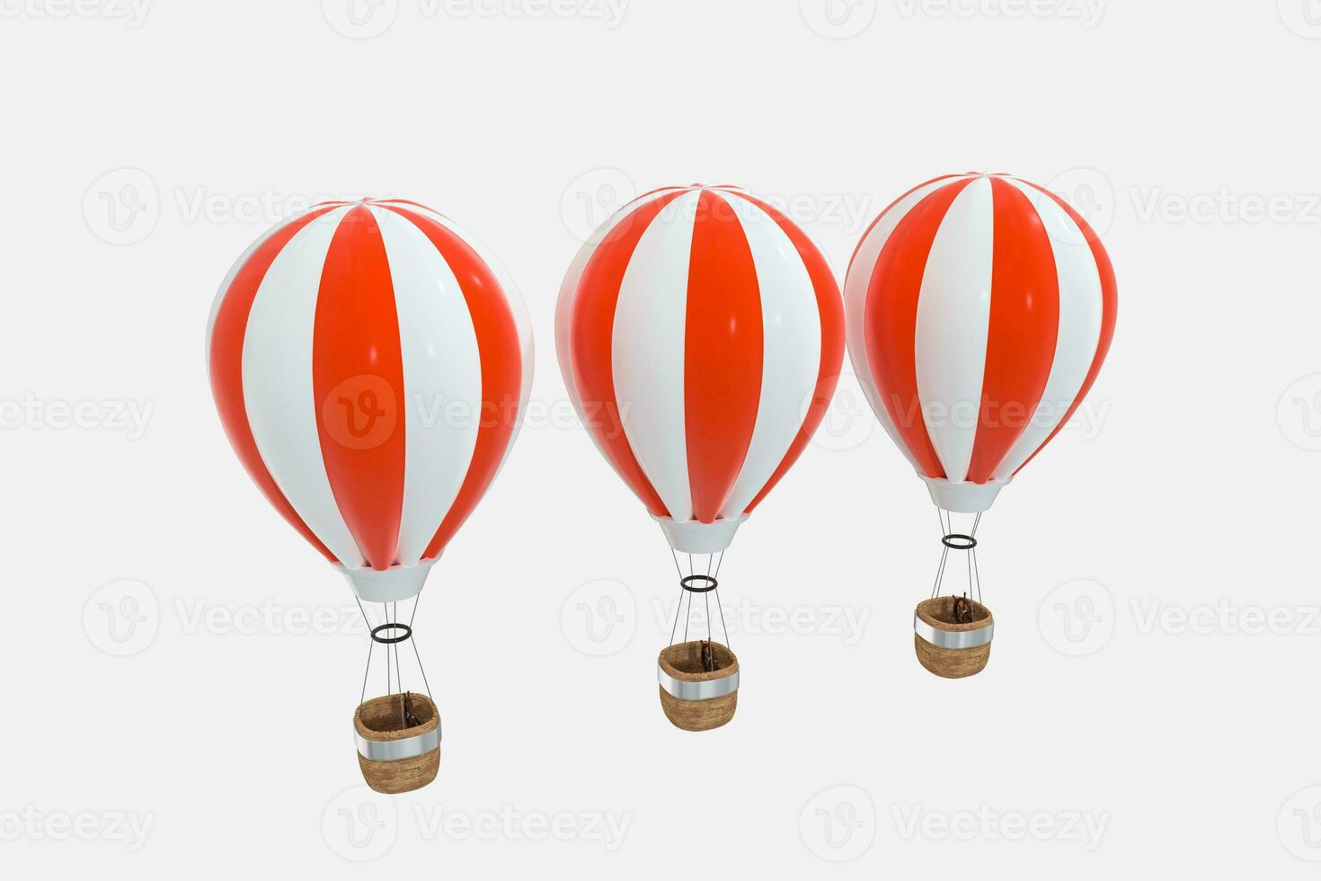 Red hot-air balloon with white background, 3d rendering. photo