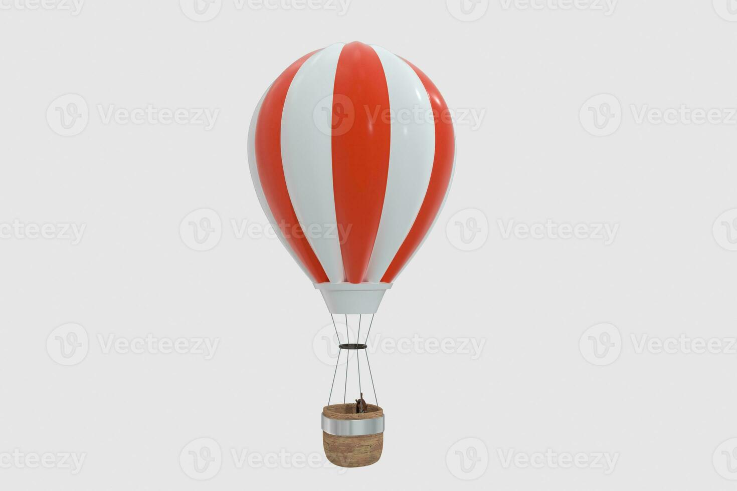 Red hot-air balloon with white background, 3d rendering. photo