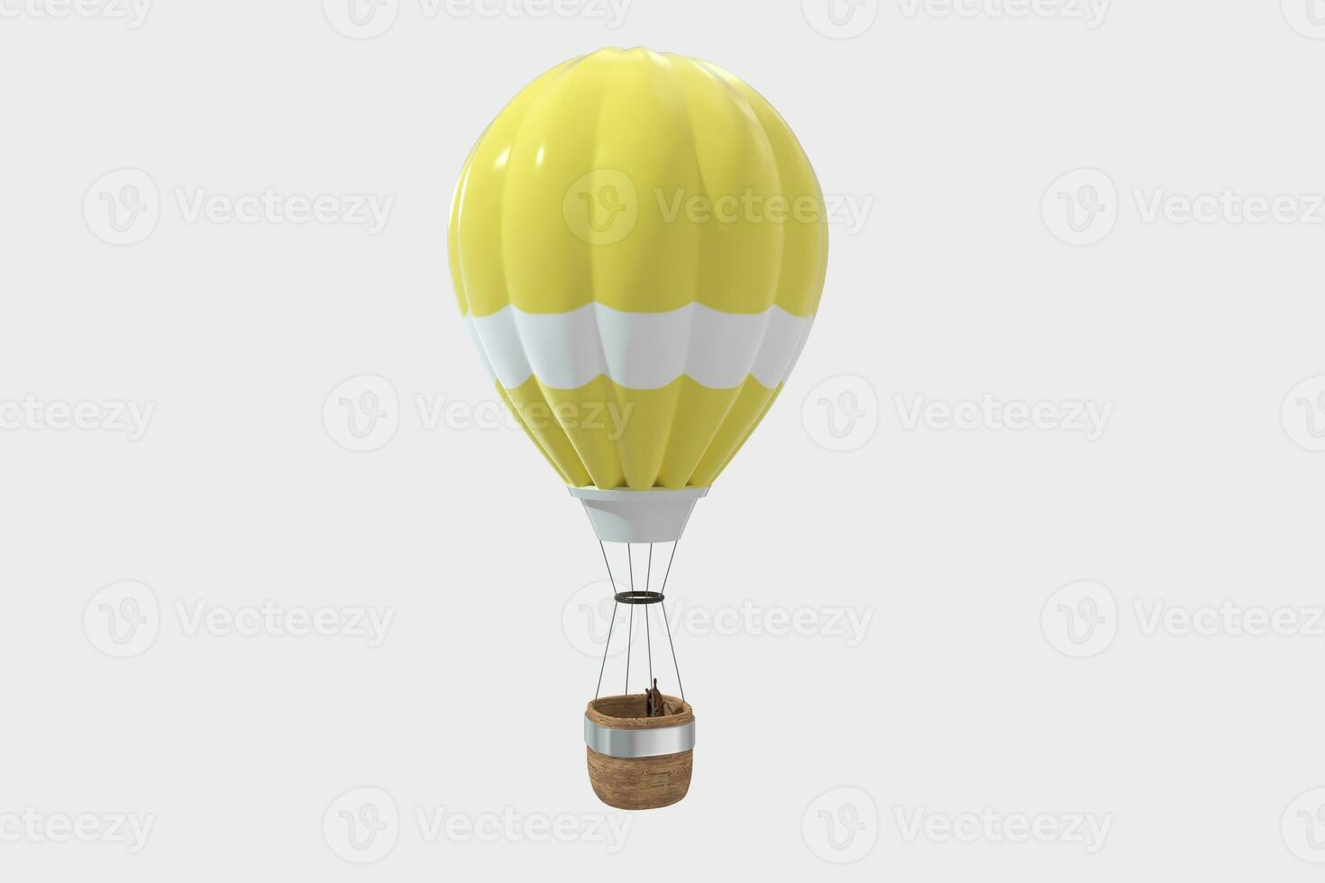 Yellow hot-air balloon with white background, 3d rendering. photo