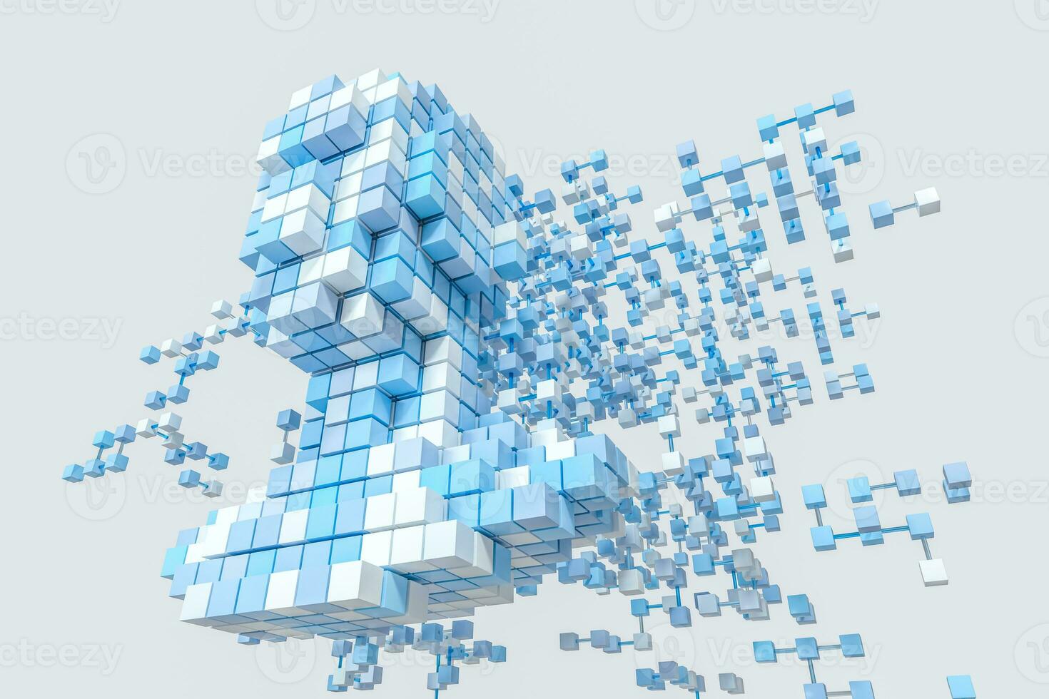 The head of the virtual robot with concepts of artificial intelligence, 3d rendering. photo