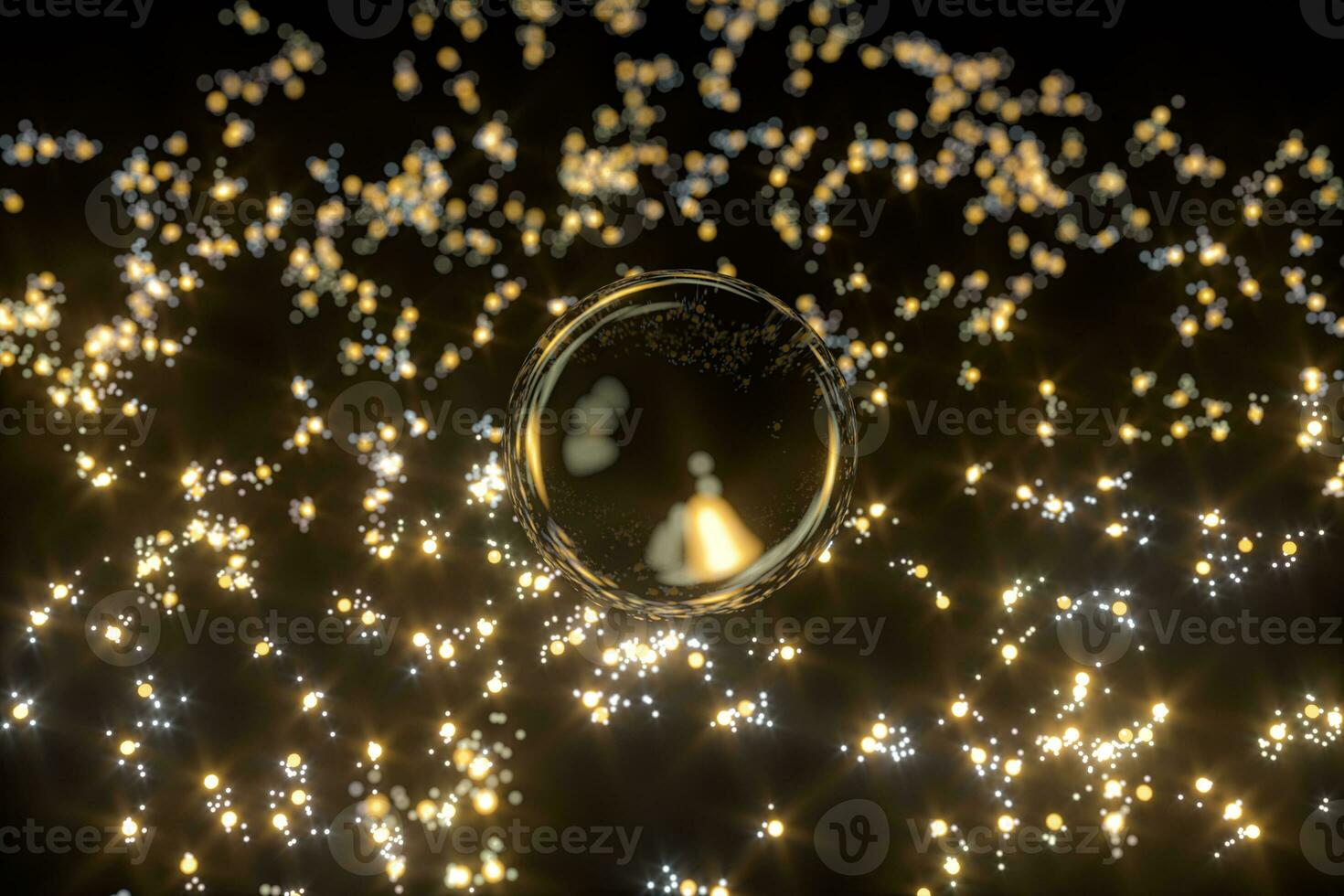 Glowing dots with dark background, dreamlike dots, 3d rendering. photo