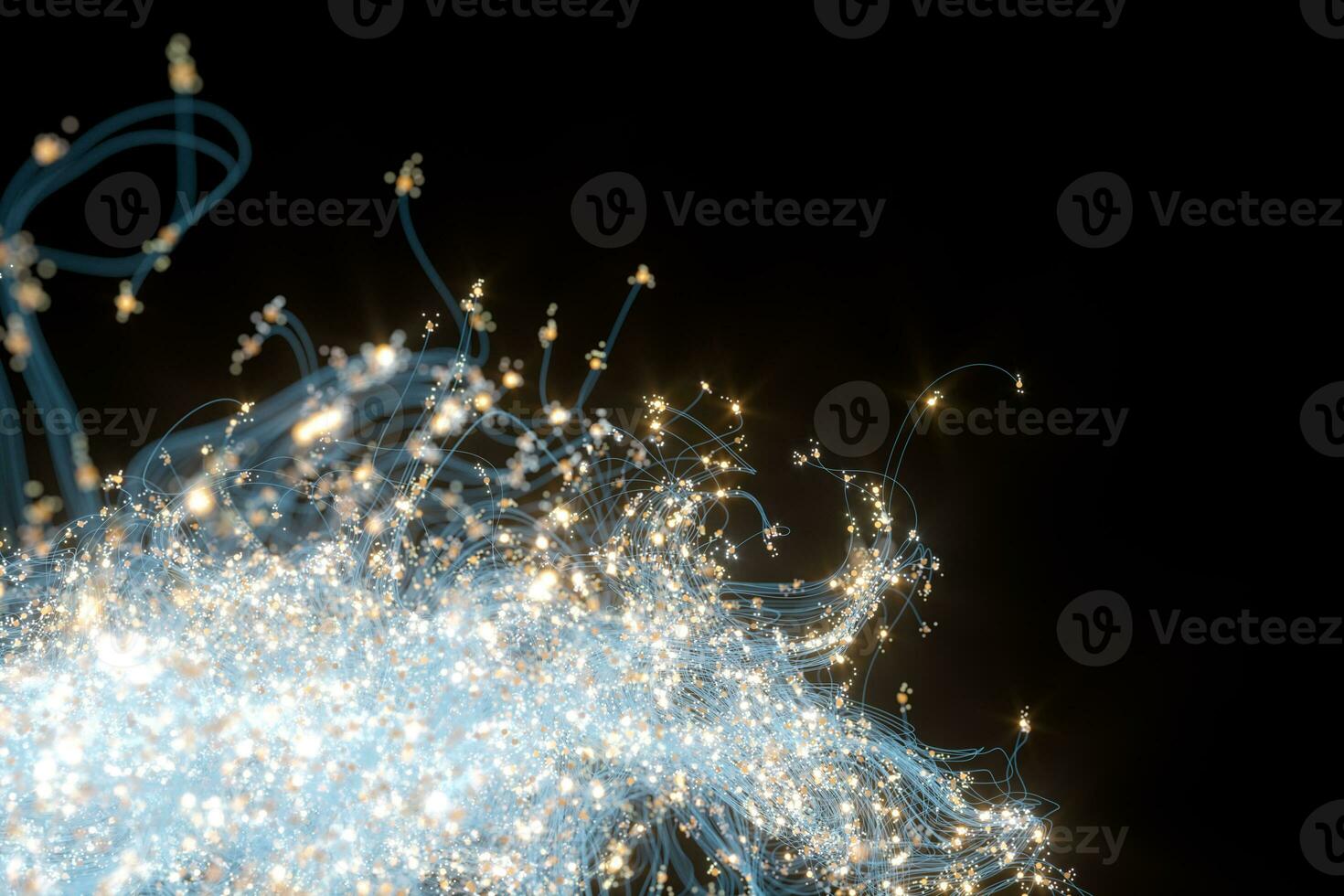 Glowing dots with dark background, dreamlike dots, 3d rendering. photo