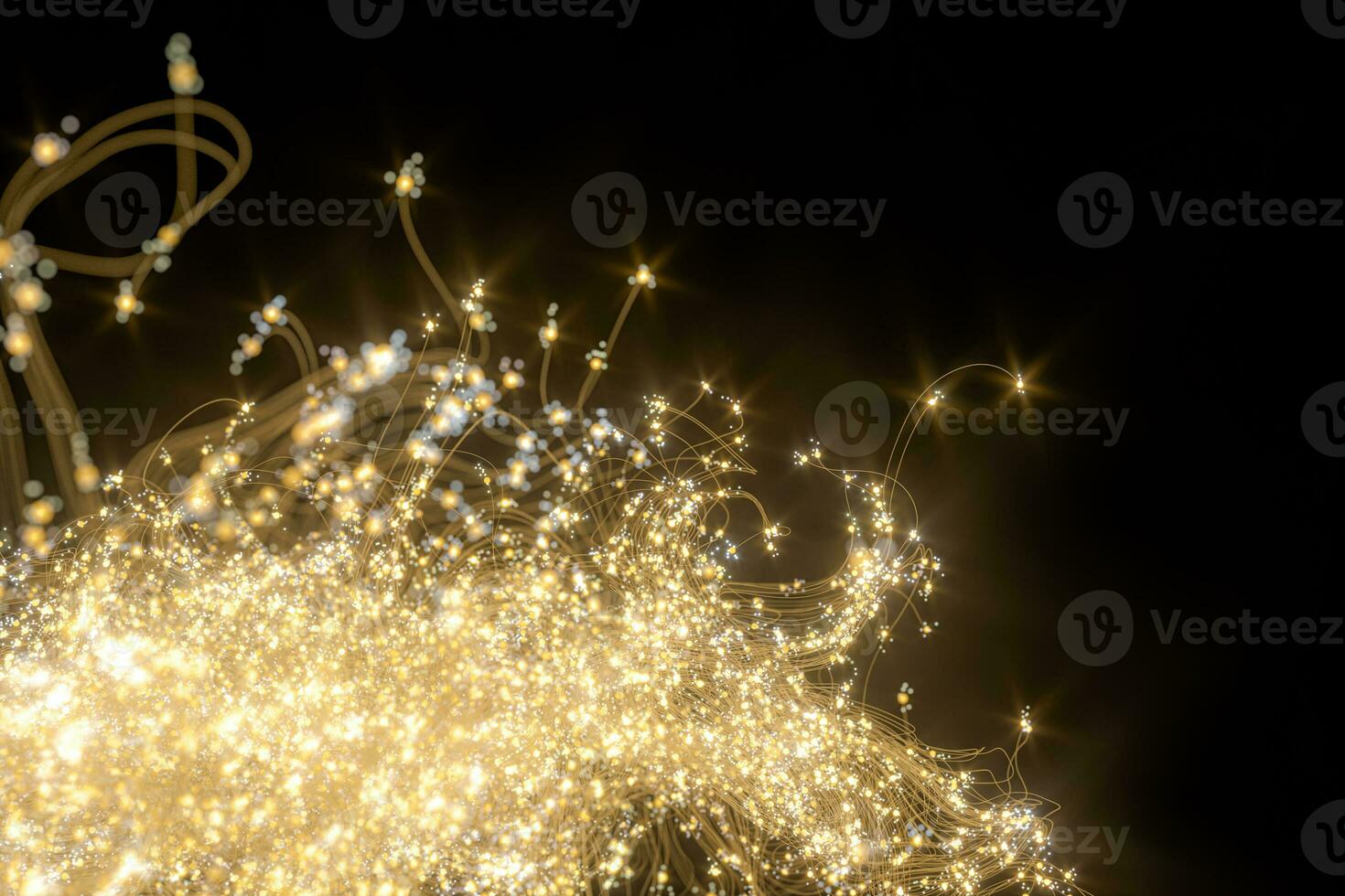 Glowing dots with dark background, dreamlike dots, 3d rendering. photo