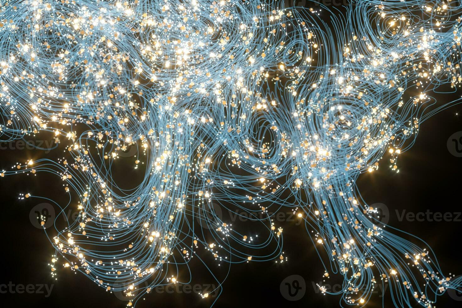 Glowing dots with dark background, dreamlike dots, 3d rendering. photo