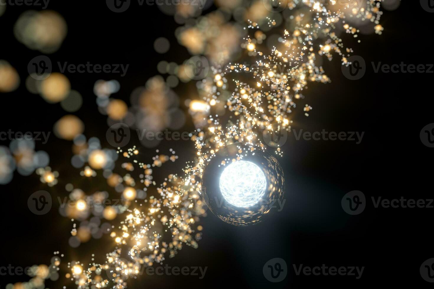 Glowing dots with dark background, dreamlike dots, 3d rendering. photo