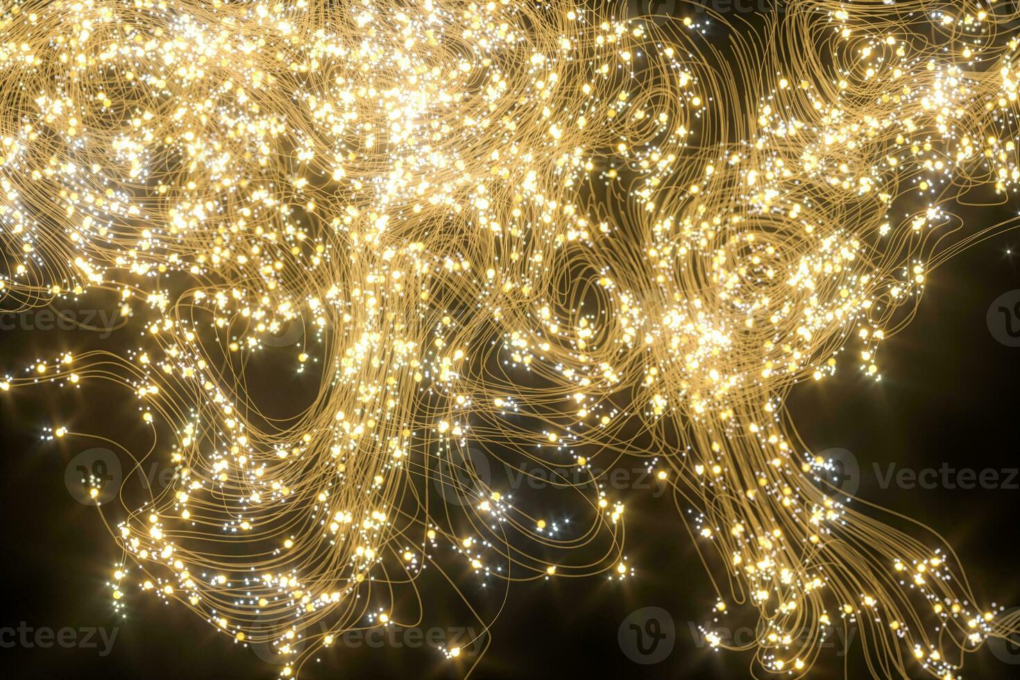 Glowing dots with dark background, dreamlike dots, 3d rendering. photo