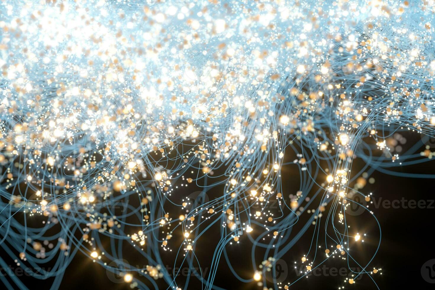 Glowing dots with dark background, dreamlike dots, 3d rendering. photo
