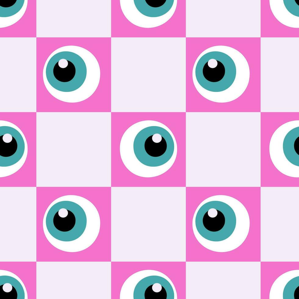 Halloween groovy checkered seamless pattern vector illustration
