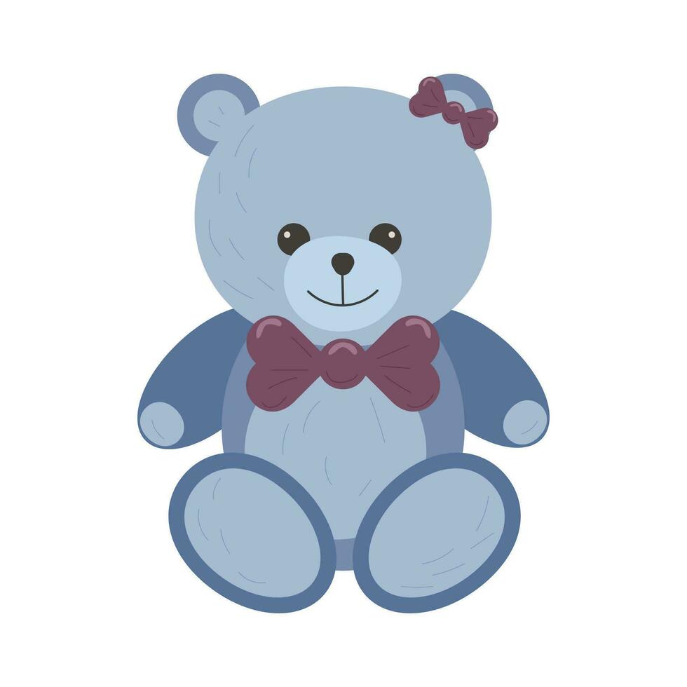 Childrens toy for boy blue teddy bear. vector