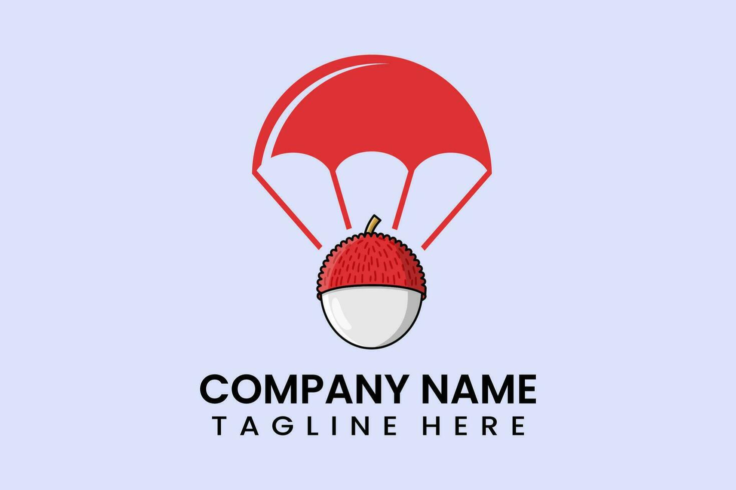 Flat vector parachute balloon Lychee logo modern