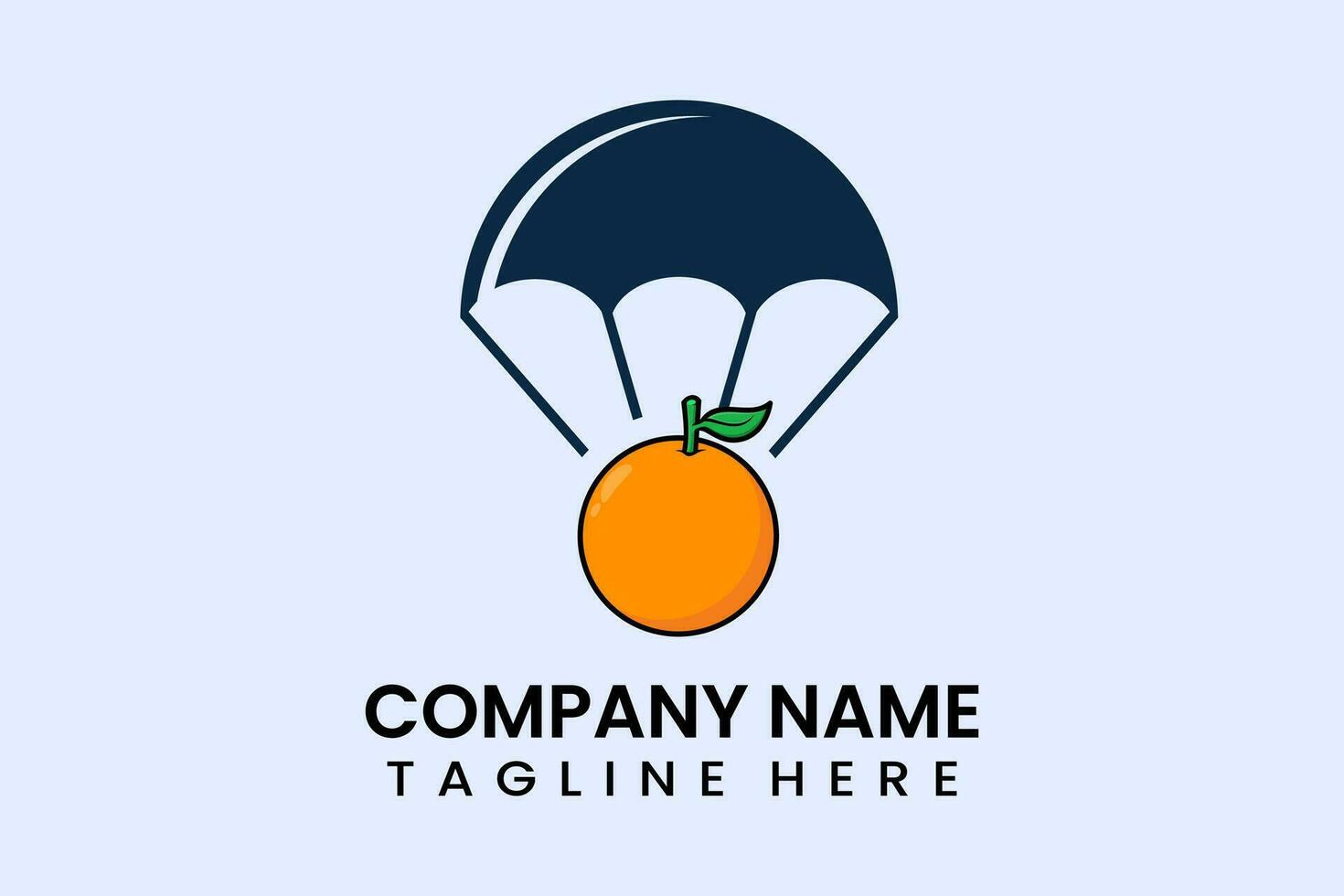 Flat vector parachute balloon orange logo modern