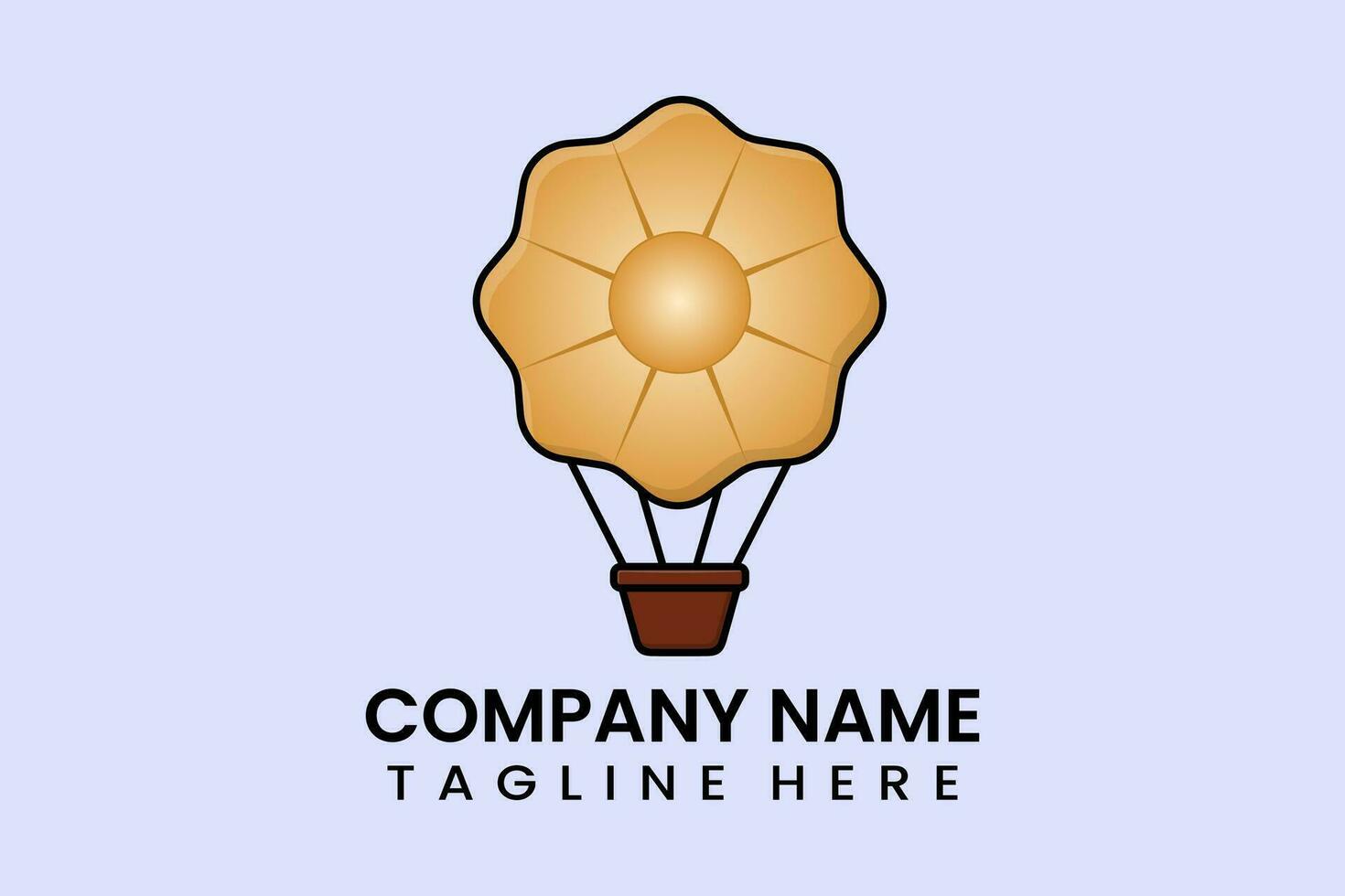 Flat vector parachute balloon bomb logo template