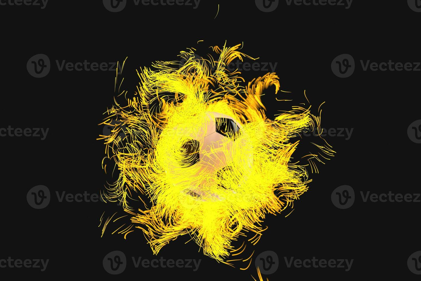 Burning football with dark background, 3d rendering. photo