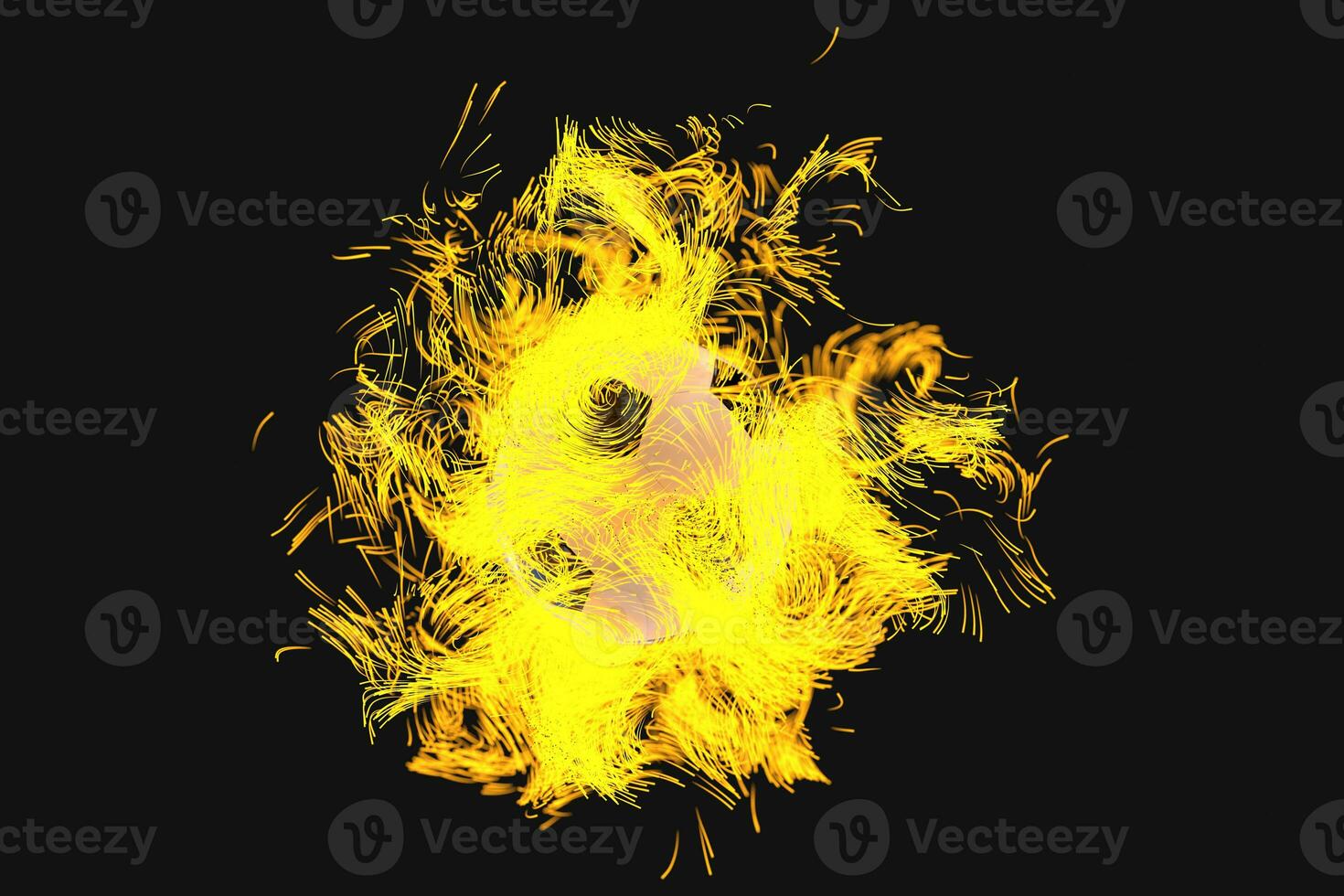 Burning football with dark background, 3d rendering. photo