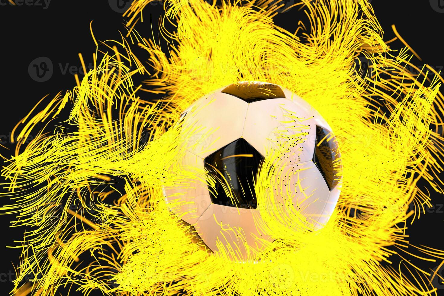 ardiente fútbol americano con oscuro fondo, 3d representación. foto