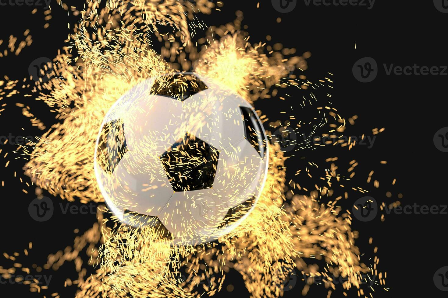 ardiente fútbol americano con oscuro fondo, 3d representación. foto