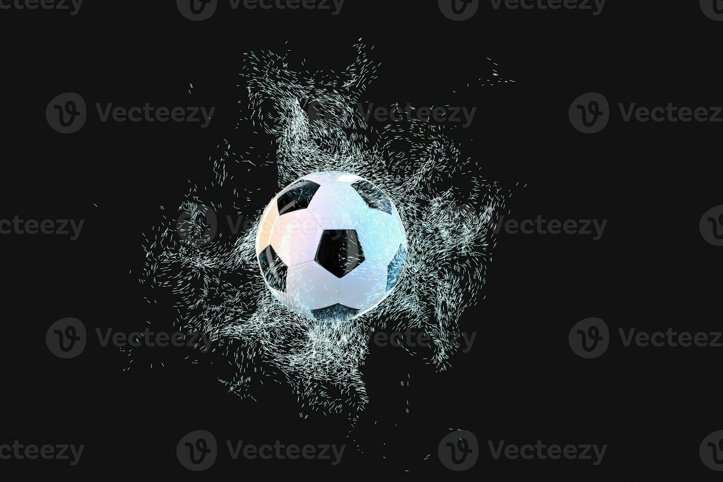 Burning football with dark background, 3d rendering. photo