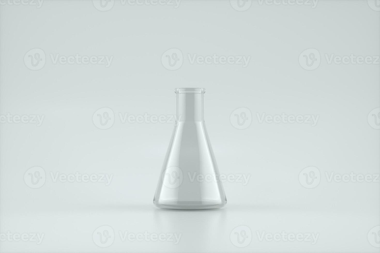 Transparent conical bottle, 3d rendering. photo