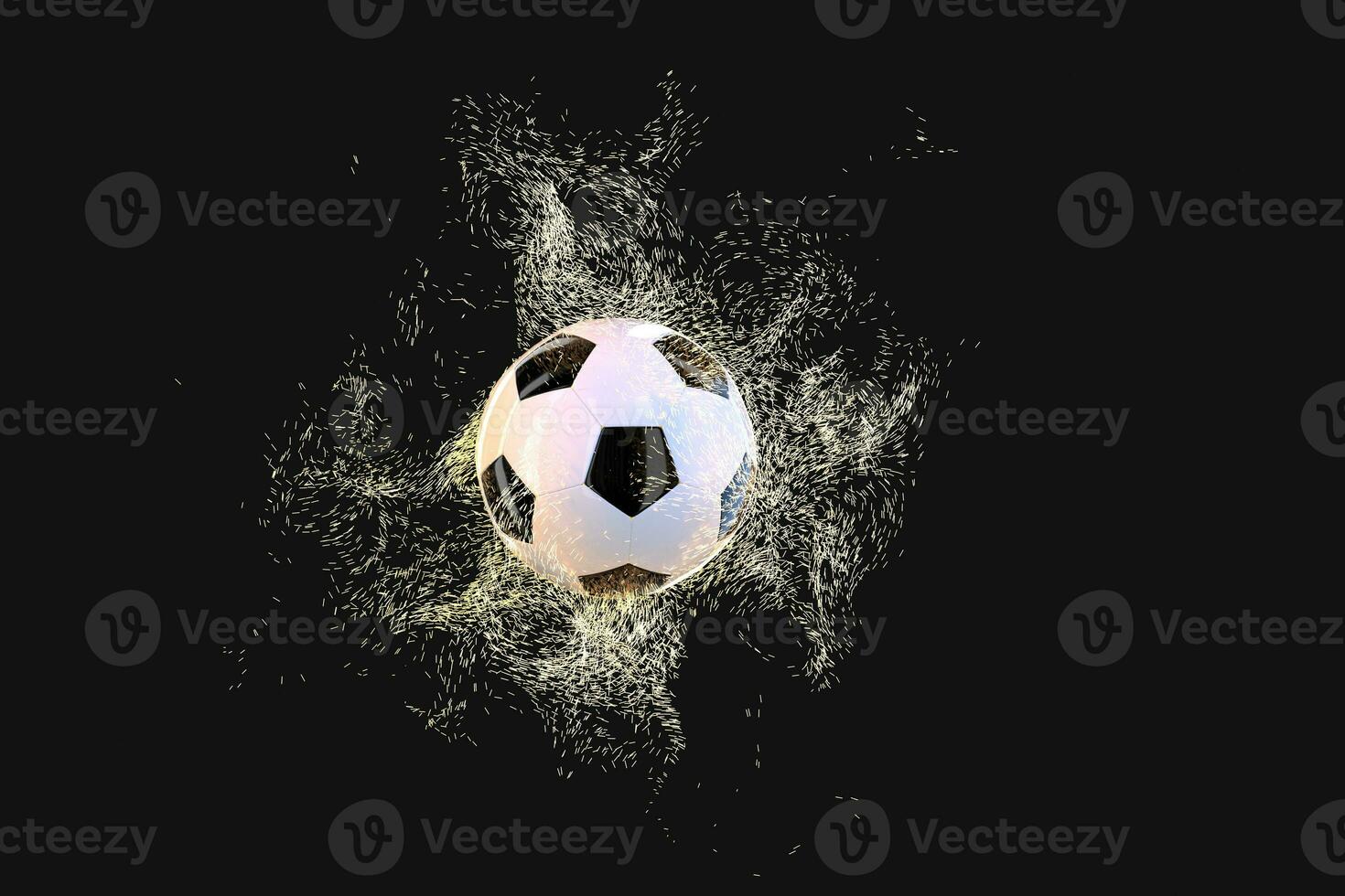 Burning football with dark background, 3d rendering. photo