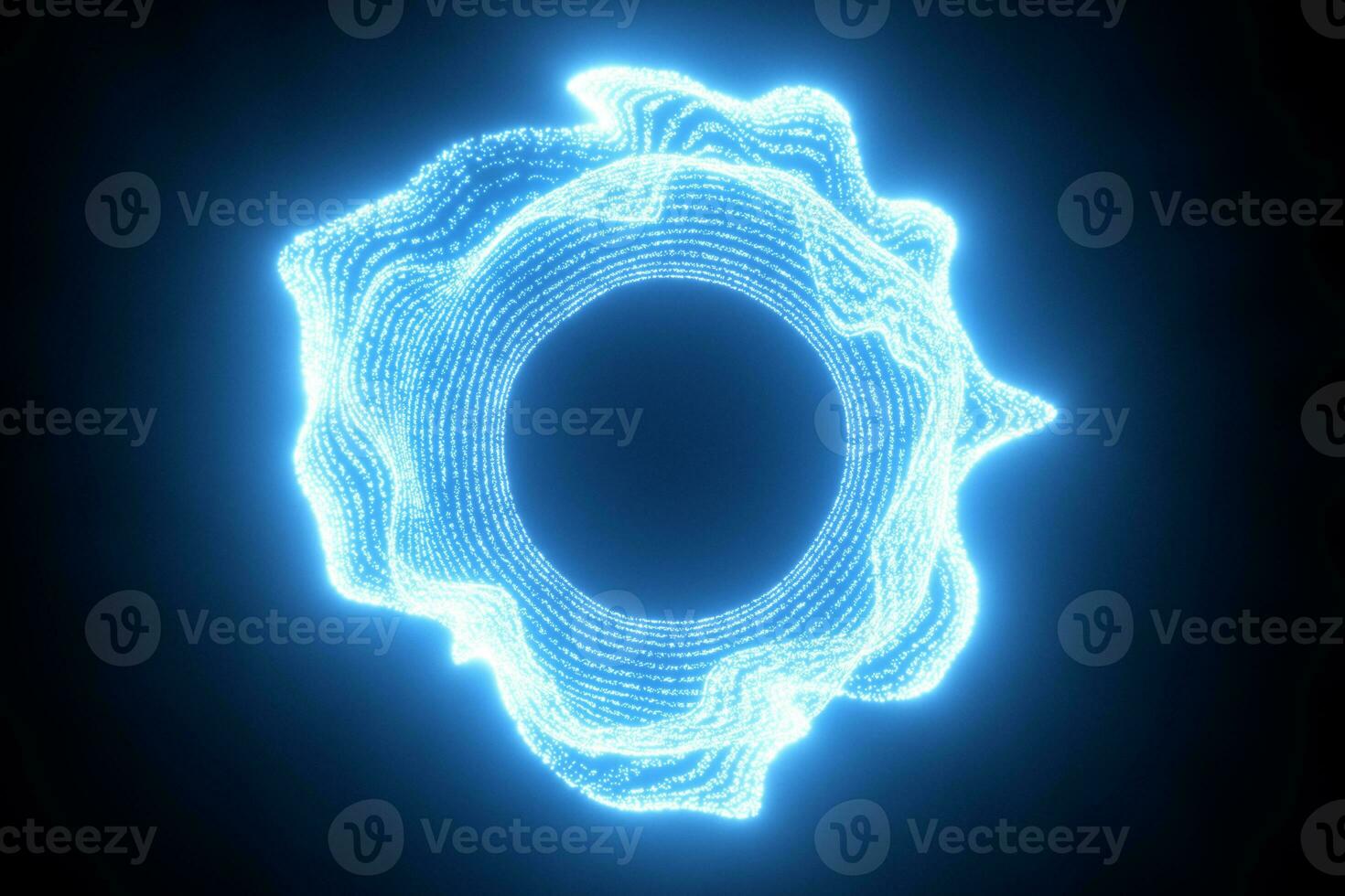 Glowing and flowing particles with dark background, 3d rendering. photo