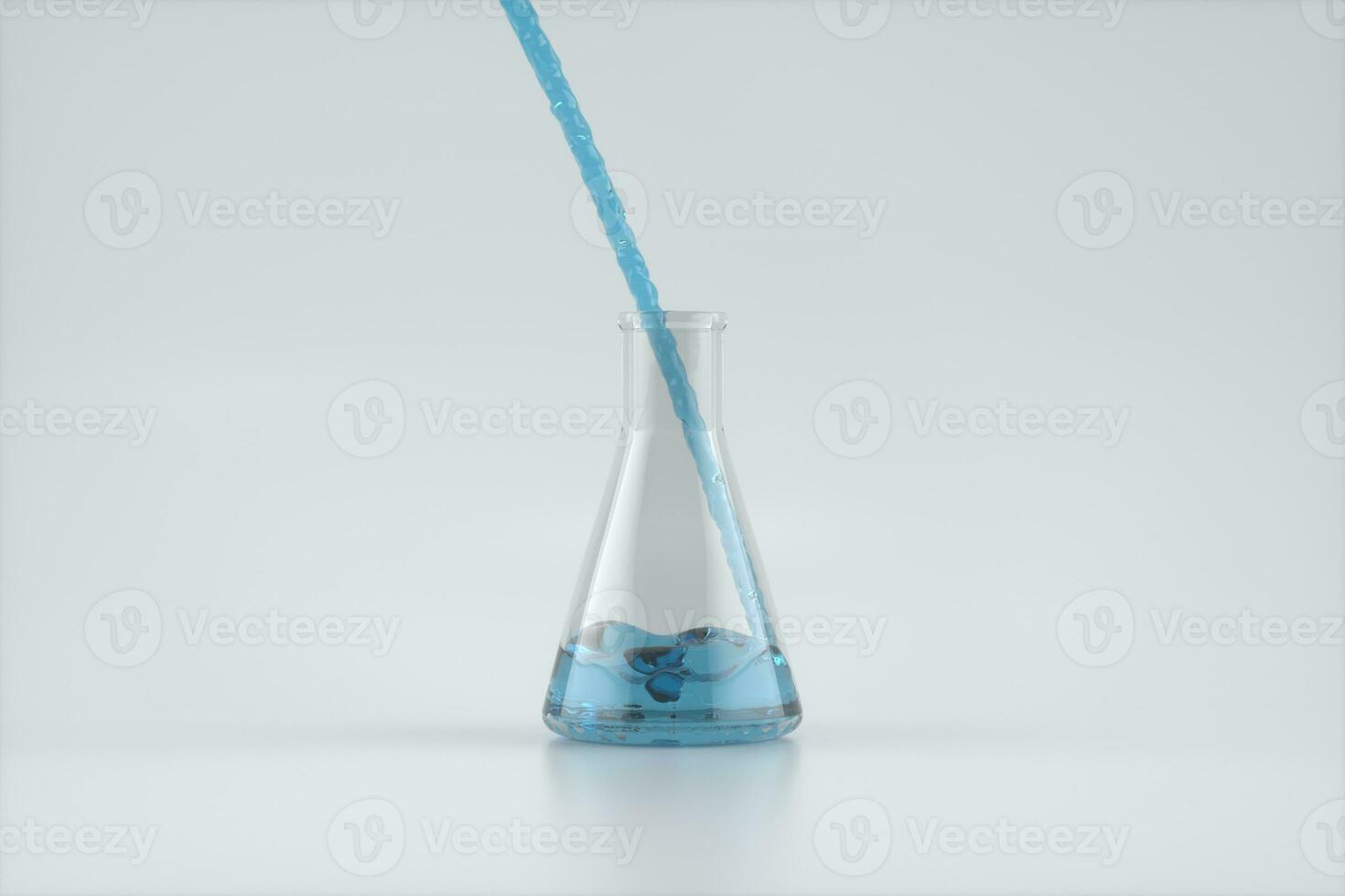 Pouring the chemicals into the flask, 3d rendering. photo