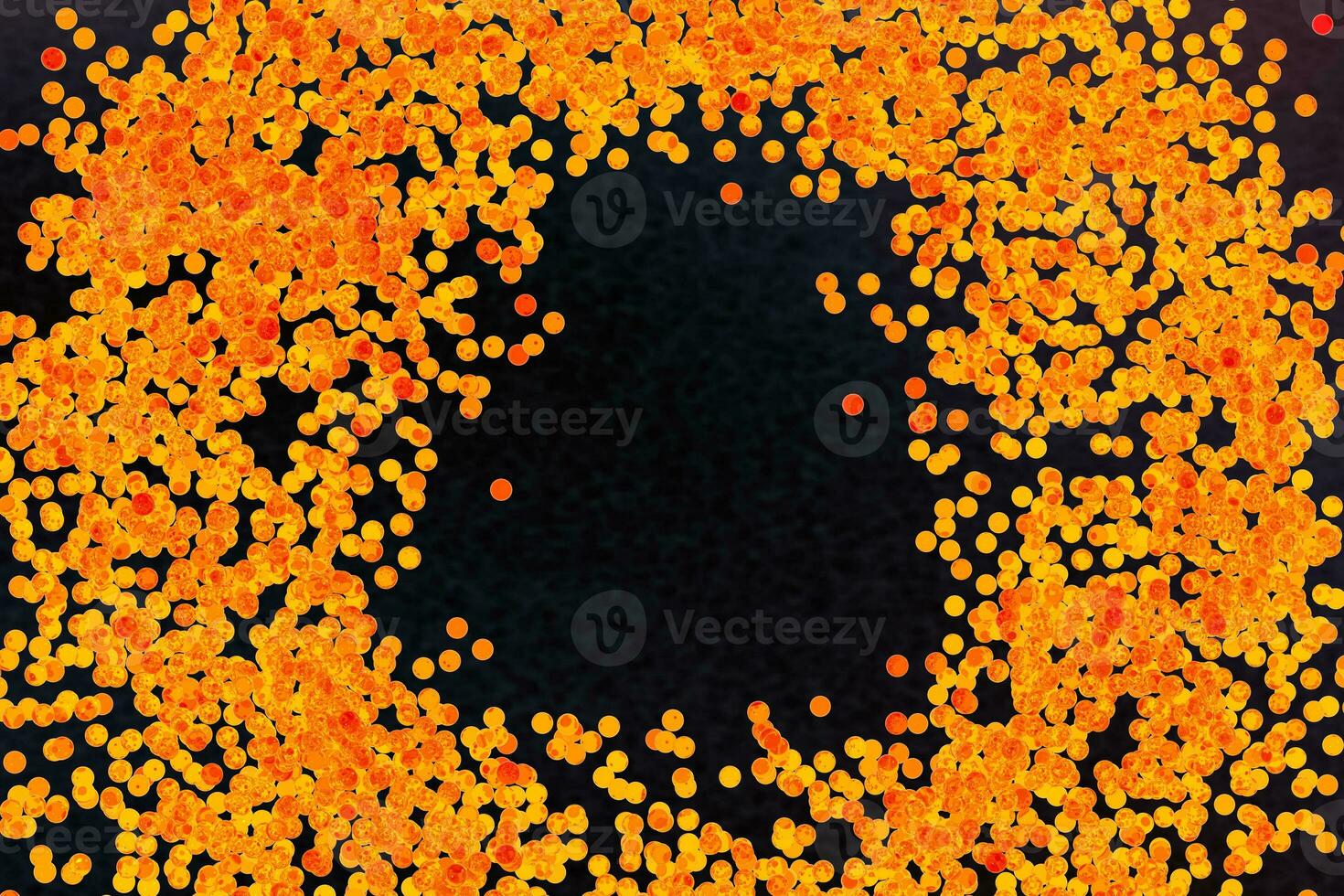 A mass of flowing spheres with dark background, 3d rendering. photo