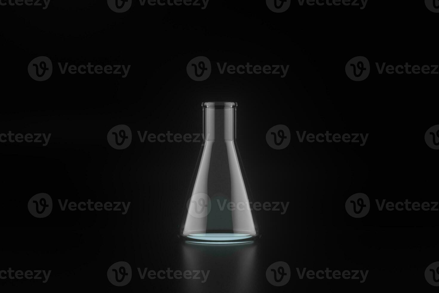 Transparent conical bottle, 3d rendering. photo