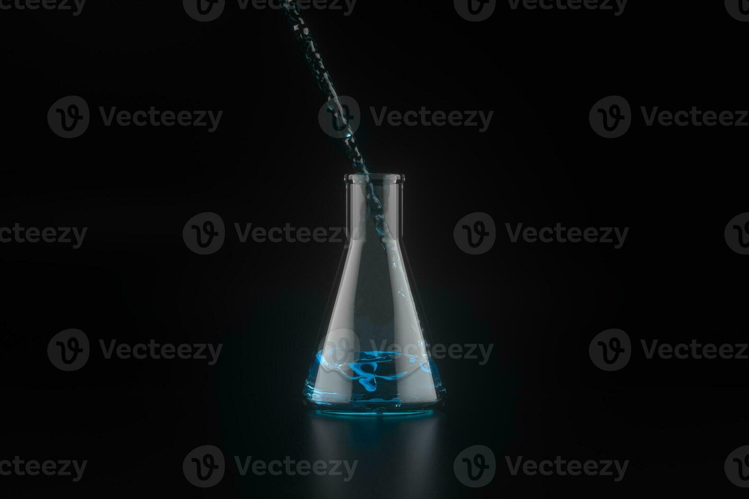 Pouring the chemicals into the flask, 3d rendering. photo