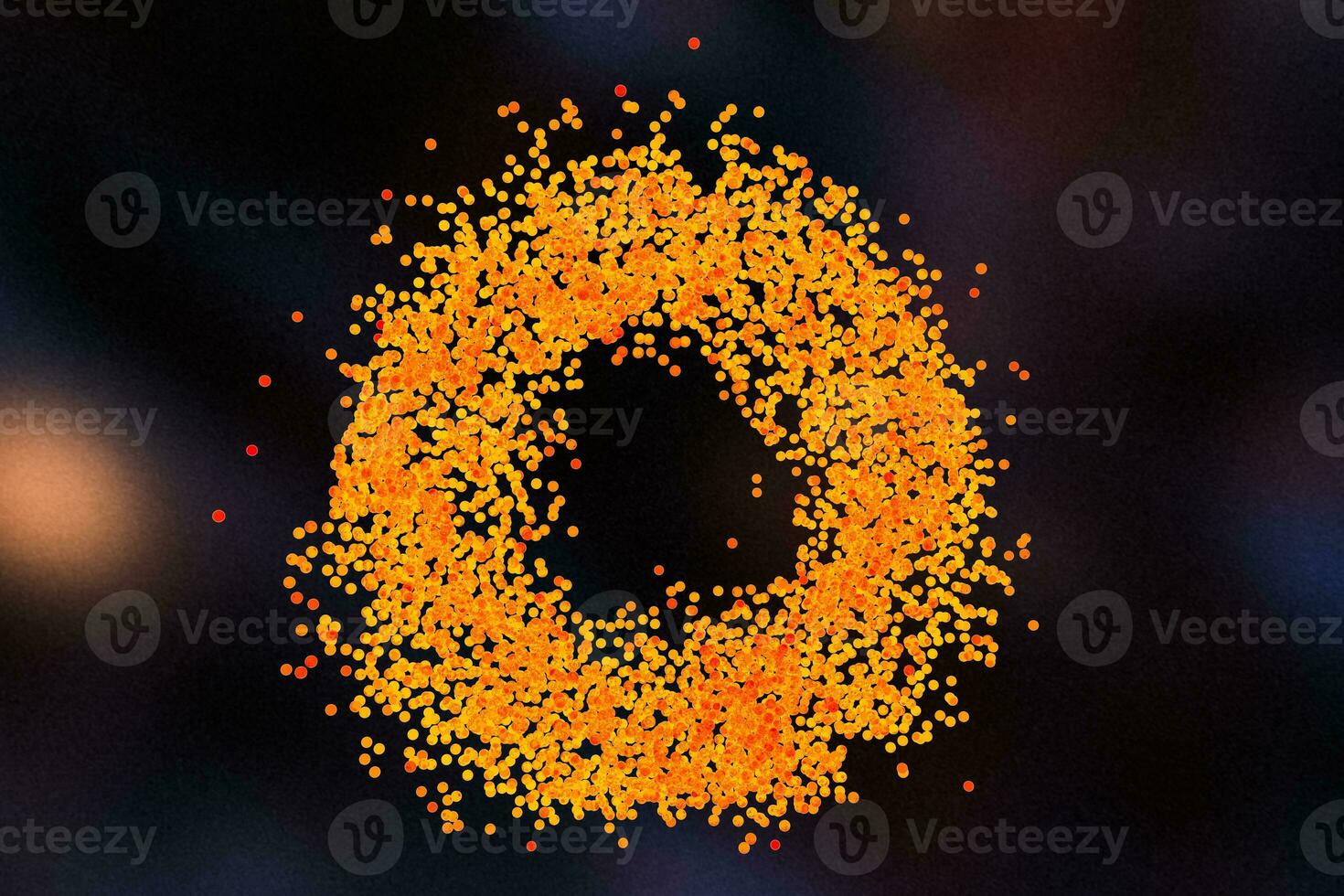 A mass of flowing spheres with dark background, 3d rendering. photo