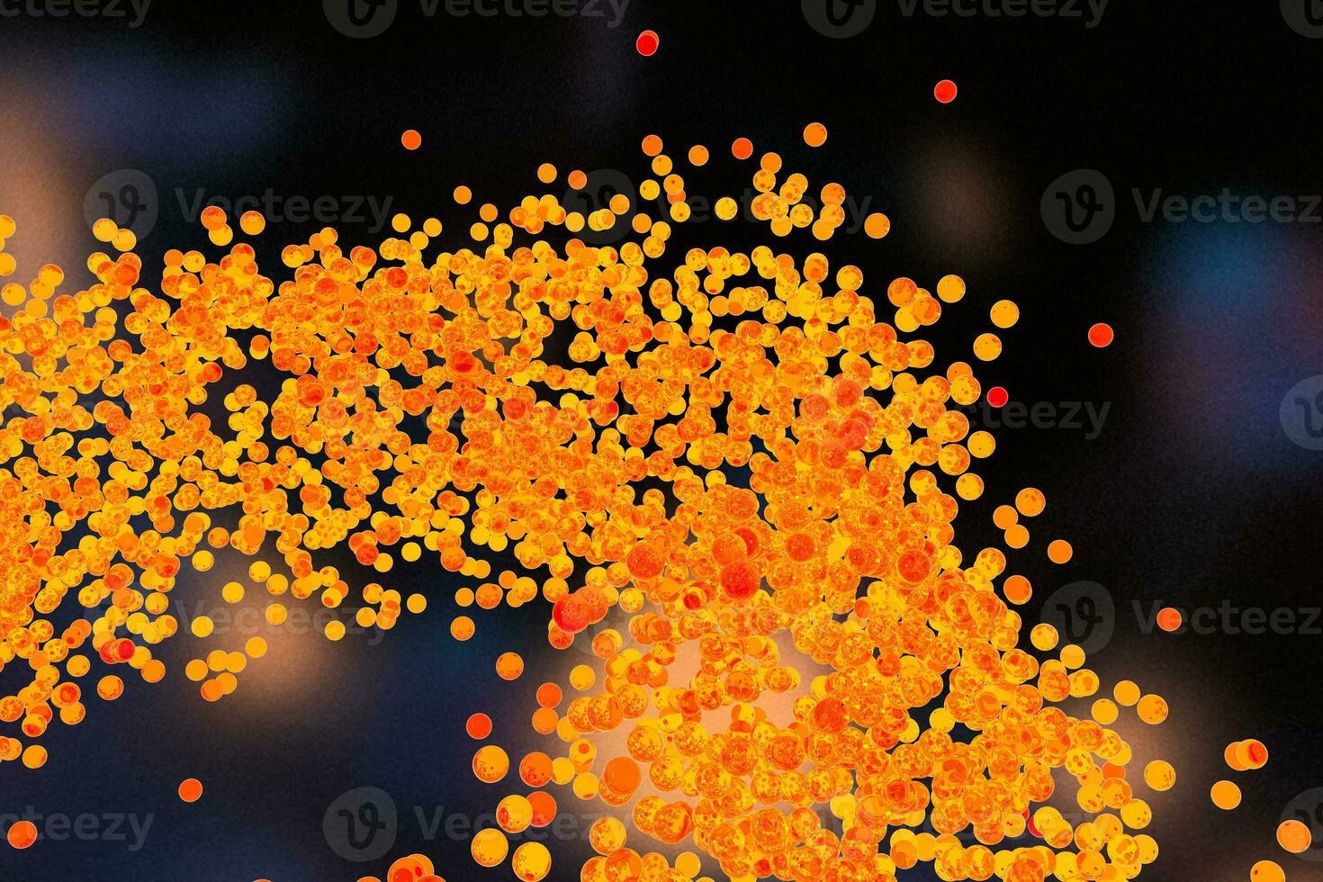A mass of flowing spheres with dark background, 3d rendering. photo