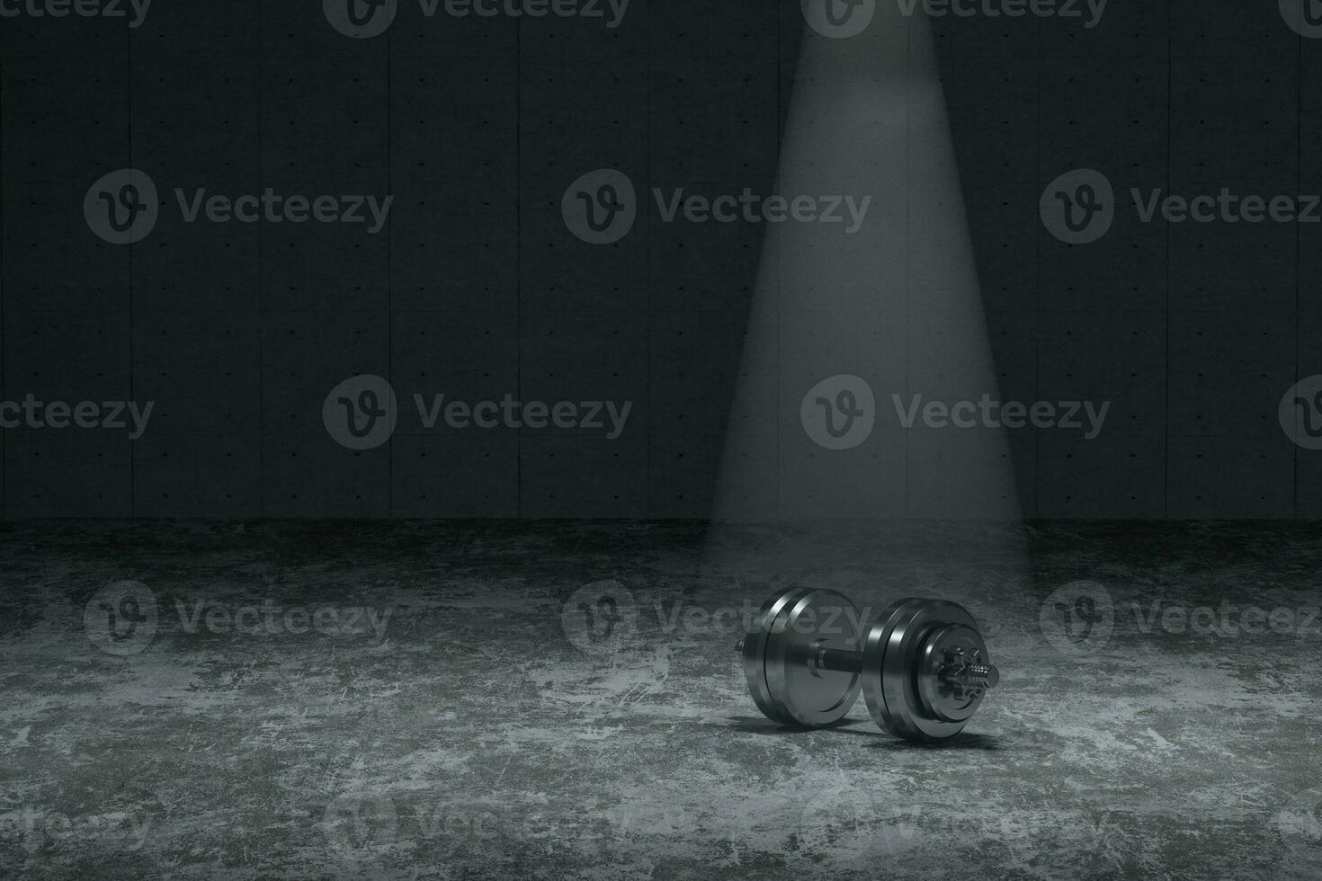 Dumbbells with concrete background, fitness theme, 3d rendeirng. photo