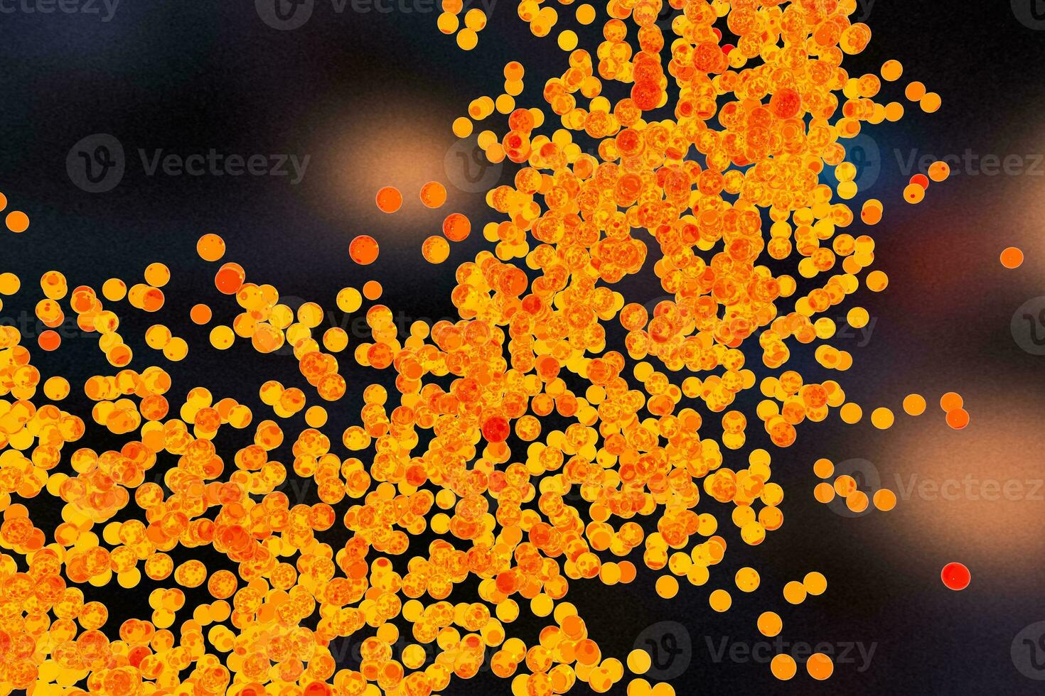 A mass of flowing spheres with dark background, 3d rendering. photo