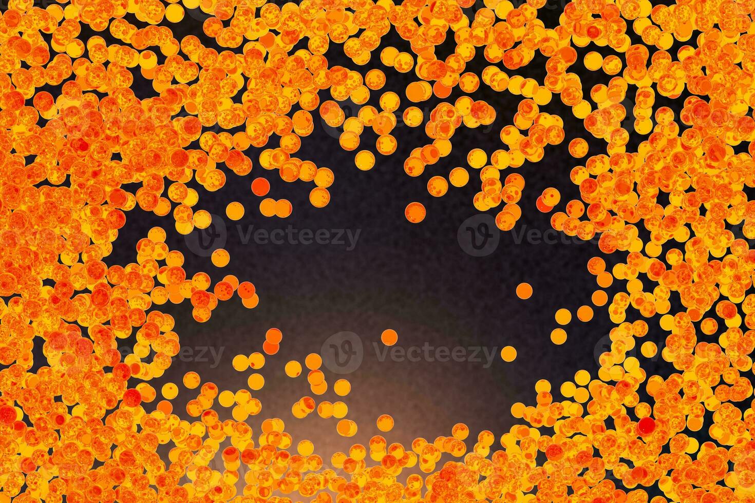 A mass of flowing spheres with dark background, 3d rendering. photo