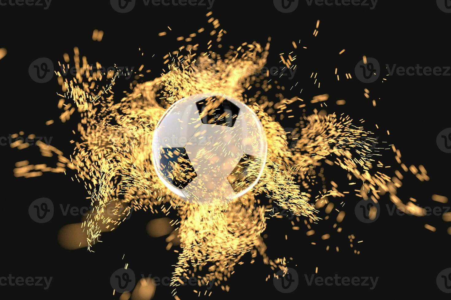 Burning football with dark background, 3d rendering. photo