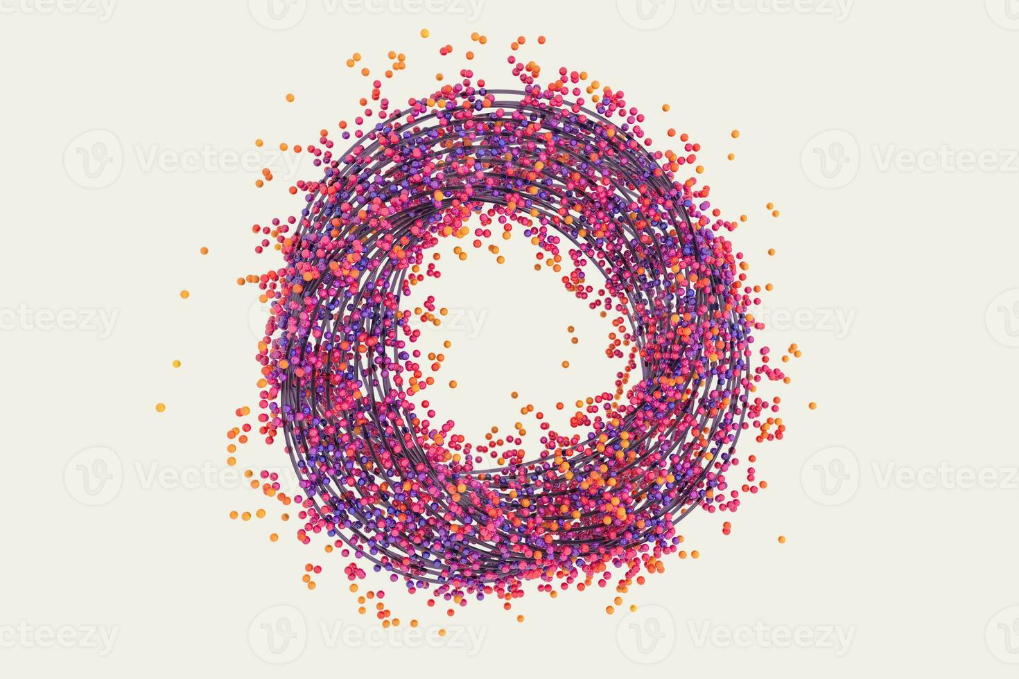 A mass of flowing spheres with white background, 3d rendering. photo