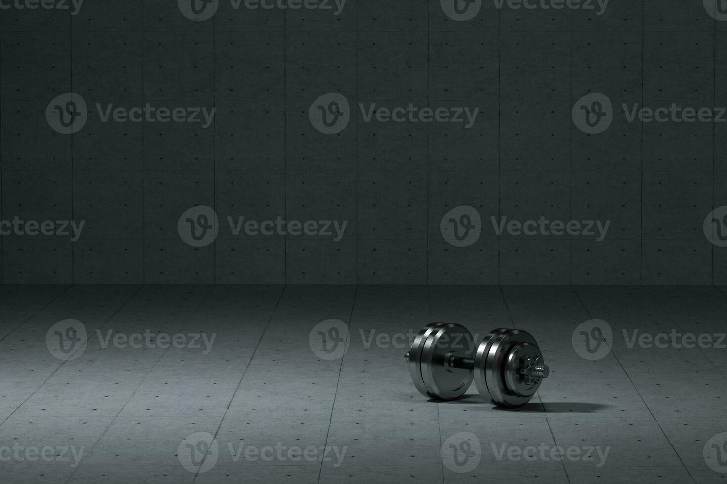 Dumbbells with concrete background, fitness theme, 3d rendeirng. photo