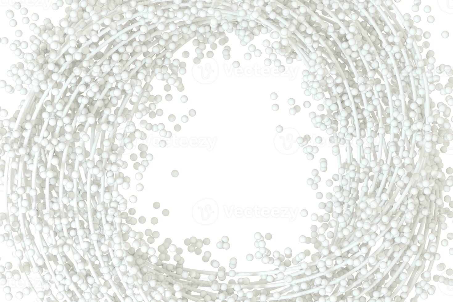 A mass of flowing spheres with white background, 3d rendering. photo