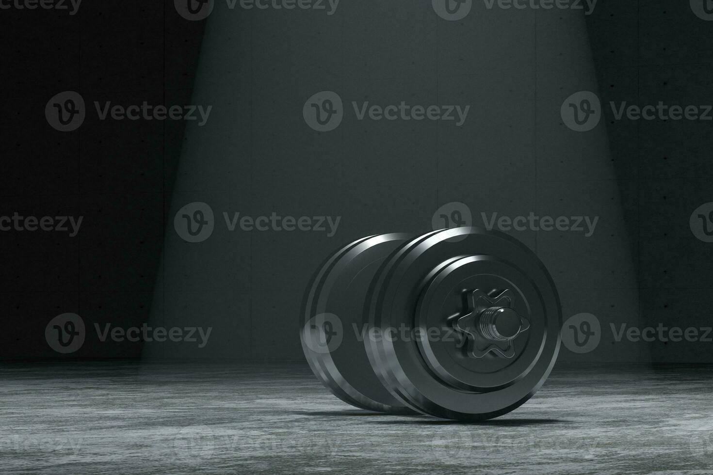 Dumbbells with concrete background, fitness theme, 3d rendeirng. photo