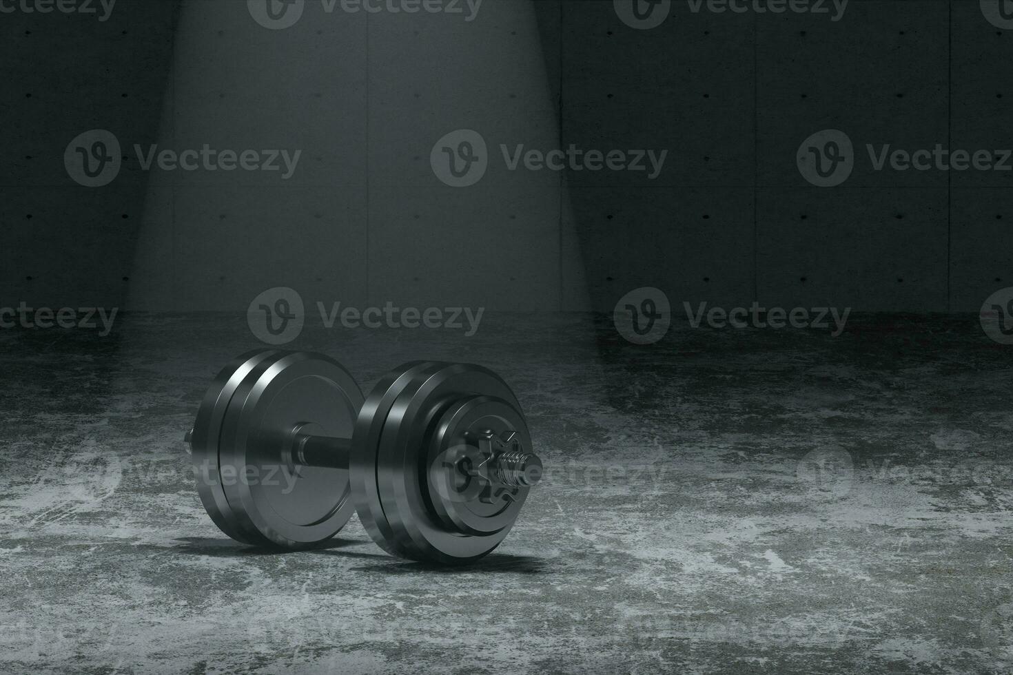 Dumbbells with concrete background, fitness theme, 3d rendeirng. photo