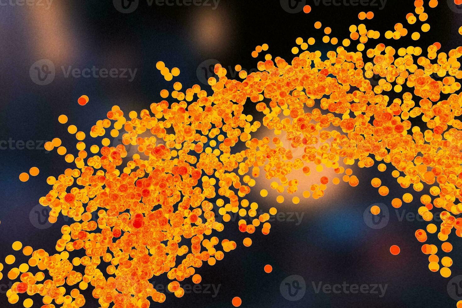 A mass of flowing spheres with dark background, 3d rendering. photo