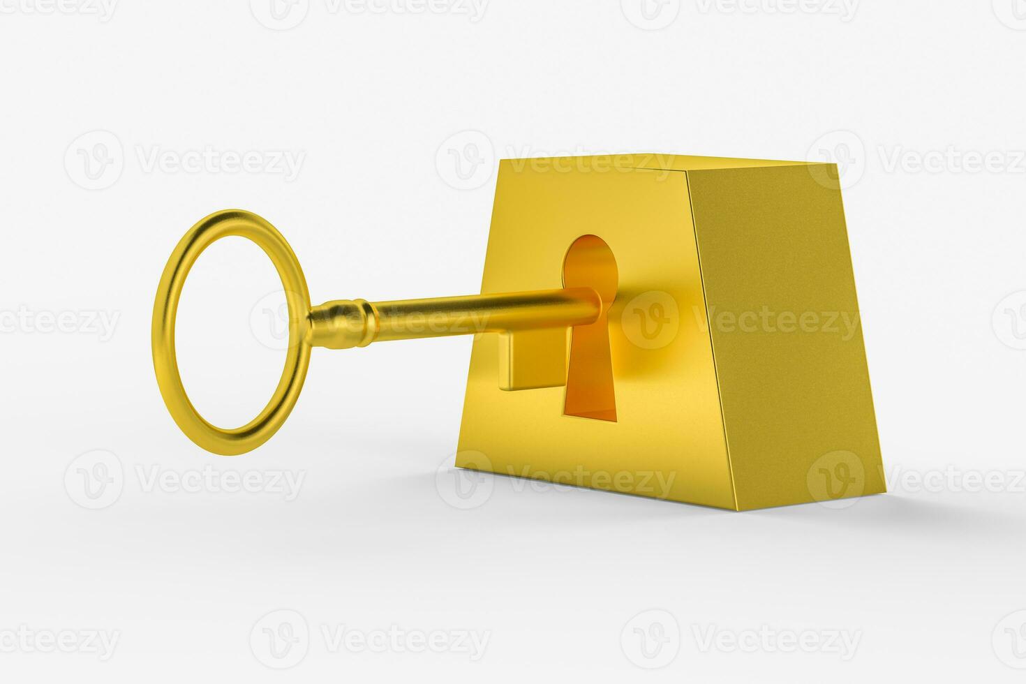 The keyhole with its key background, 3d rendering. photo