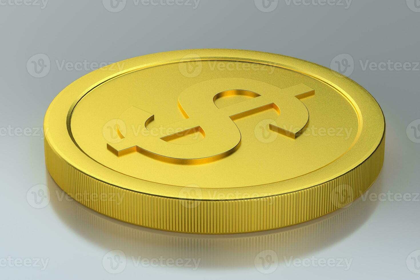 The dollar coins with white background, 3d rendering. photo