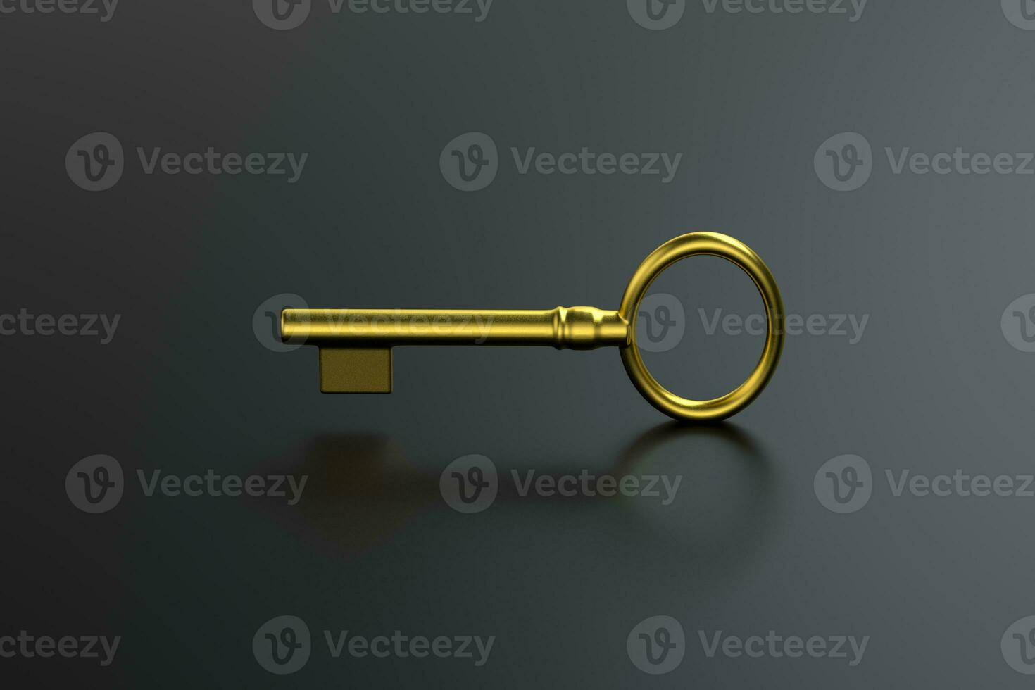 The golden key with black background, 3d rendering. photo